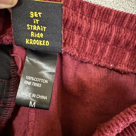 Krooked Eyes Corduroy Skateboard Pants Men M Red Maroon Skate Street Retro Y2K - Picture 11 of 11